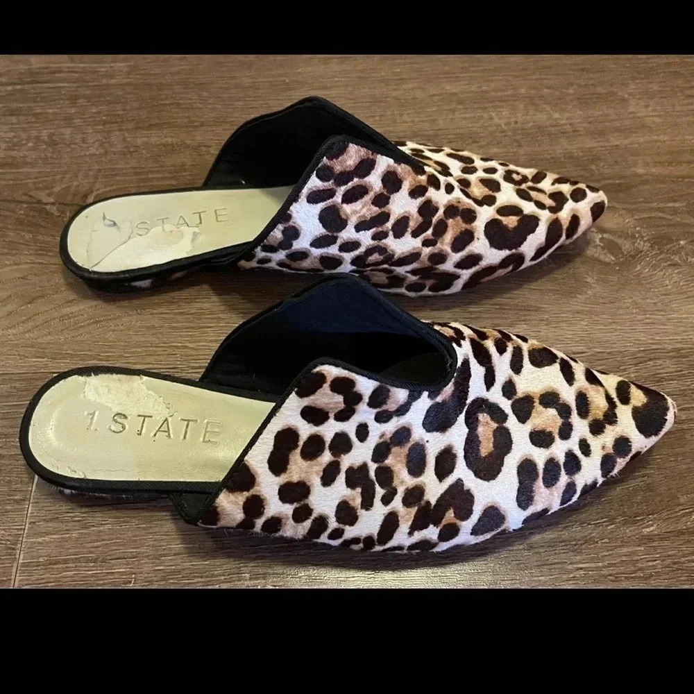 1. State fur animal print slides mules trend coastal western - Picture 4 of 10